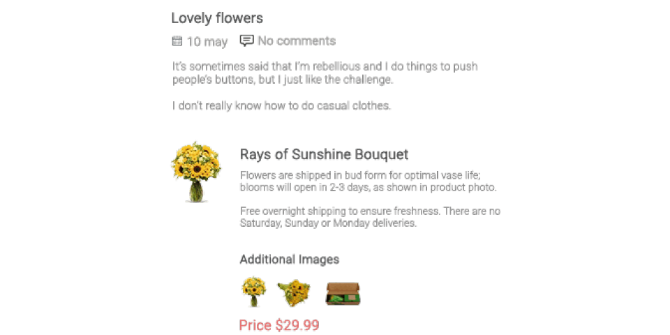 Products in posts
